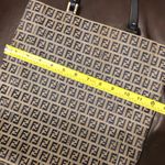 Fendi Zucca Navy Blue Leather and Grey Monogram Canvas Shoulder Bag COA Photo 13