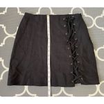 Honey Punch black front lace up mini skirt, sz L Photo 4