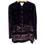 Saks 5th Avenue Vintage Saks Fifth Avenue Purple Burnout Velvet Beaded Jacket Top Size Medium Photo 1