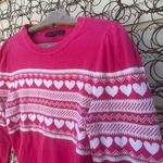 Tommy Hilfiger  80s Style Hot Pink Puff Sleeve Heart Sweater Long Sleeve - Small Photo 2