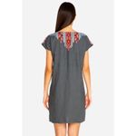 Johnny Was  Ezra Shift Tunic Dress Gray Linen Embroidered Tribal Motif Size XL Photo 10