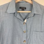 J.Crew Cropped Blue Button-Up Shirt in Washed Voile Size 8 Preppy Lightweight Photo 1