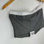 ZARA NWT Grey Contrast Boxer Top Sz Medium Tube Crop Preppy Photo 14