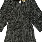 Anne Klein  Black Silver Metallic Tie Front Blouse Womens Size L‎ Photo 3