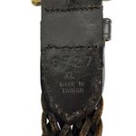 Vintage Brown Leather Braided Belt with Brass Buckle Photo 3