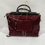 Samantha Brown Burgundy Brown Glazed Croc Embossed Travel Tote Bag Carry Photo 3