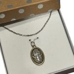 Holy Cross Oval Pendant Necklace NIB Silver Chain Christian Gift Unmarked Photo 11