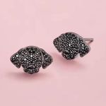 Black labrador Dog Rhinestone Puppy Bling Earrings Photo 0