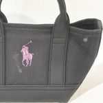 Ralph Lauren Big Embroidered Purple Pony Mini Canvas Tote Bag Black Photo 1