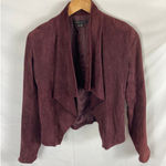 Theory Kanya Galatia Burgundy Wine Lamb Suede Drape Front Crop Jacket Size P Photo 1