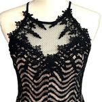 NIKIBIKI Black Lace Halter Cocktail Dress Size M Scalloped Hem Photo 1