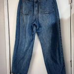 Madewell  Dad Jeans Blue Denim Baggy Straight Wide High Rise Distressed Hem 30 Photo 1
