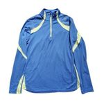 Saucony Jacket Women Large 1/4 Zip Long Sleeve Blue Neon Yellow w Pocket Drifit Photo 0