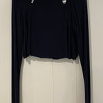 Free People  Cutout Mock Neck Long Sleeve Top Black Size L (Cropped Raw Hem) Photo 0