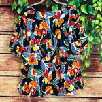 Ralph Lauren  Multicolor Floral 100% Silk Wrap Front Blouse 2X Puff Sleeve Shirt Photo 5