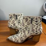 1. State NWOT  Kelte Pointed Toe Ankle Bootie Snake Skin Block Heel Side Zip 7.5 Photo 3