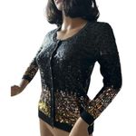 Bloomingdales C by cashmere mix sequenced cardigan black gold silver size small Photo 5