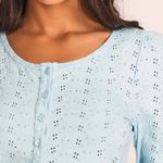 Love Shack Fancy  Jonah Crop Cardigan Powder Blue Photo 5