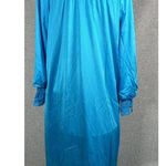 Vintage Shadowline Peignoir Dressing Robe Long Puffy Medium Bright Blue Nylon Photo 6