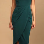 Lulus NWT Hunter Green One Shoulder  Dress Photo 0