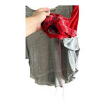 Free People  We The Free Waffle Knit Bubble Tee Gray and Red Boho Size Small Photo 3