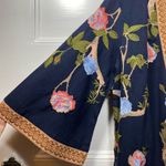 Tolani  Romance Blooms Floral Embroidered Cotton Short Kimono Navy/Pink S/M Photo 5
