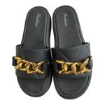 Black Slide Sandals with Gold Chain by Fashion Size 7 Photo 0