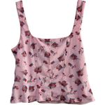 Revolve AFRM Cort Mesh Corset Top Pink / Red Roses‎ Cropped Floral Shirt Large Photo 1