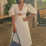 RHODE White 100% Cotton Cutout Front Tie Puffed Sleeves Greer Midi Dress Size 14 Photo 15