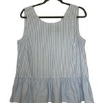 J.Crew  Woman's Size Medium‎ Peplum Top Blue White Stripe Bow Detail Cotton Photo 2