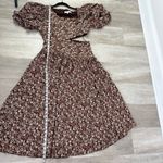 Sophie The Label Cut Out Puff Sleeve Brown floral midi dress Size M Photo 8