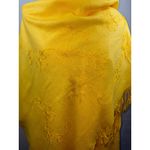 Yellow Embroidered Floral Design Scarf With Tassels Photo 6
