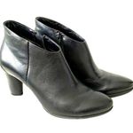 Ecco Sculptured 75 Low Cut Black Leather Ankle Booties 38 Side Zip Block Heel Size 7 Photo 0