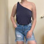 American Eagle  Soft & Sexy One-Shoulder Cropped Tank Top Navy Blue Gray medium Photo 1