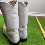 Justin Boots Vintage Justin Women's 7A Leather White Pearl Roper Western Boots Mid‎ Calf Photo 4