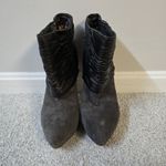 LAMB Gray Suede Scrunched Leather Stiletto Bootie Boots Size 8.5 Photo 1