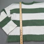 NWT S.DEER Sweater Womens M Striped Knit Green & White Crew Neck Pullover S Deer Size M Photo 2