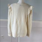 Talbots  Cable Knit Ruffle Crewneck Sweater Cream Ivory Soft Size Large Photo 5