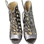 via spiga  Open Toe Caged Booties Size 5.5M Silver Photo 0