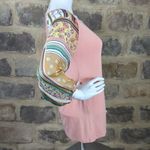 Les Amis Top Woman's Size Small Pink Raglan Sheer‎ Sleeves Boho Print 3/4 Sleeve Photo 4