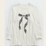 Aerie  White Graphic Long Sleeve Hoodie Photo 1