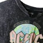 ACDC T Shirt Black Womens Medium M Acid Wash Raw Hem Crop Top Graphic Tee Tour Photo 2