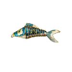 VTG Estate Signed Garden Of Eden Art Nouveau Oval Brooch Pin Metal Resin Blue Photo 3