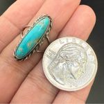 Vintage Unsigned Handcrafted Sterling Silver Oval Turquoise Ring Size 4 4g. Blue Photo 3