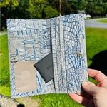 Brahmin  Melbourne Croc Embossed Leather Wallet Blue Gray Snap Closure Photo 2