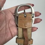Calvin Klein  Size L Belt Leather Beige Perforated Silver Tone Buckle Vtg Women’s Photo 4