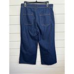 Loft Womens Size 28 Dark Blue Wide Leg The Culotte Denim Contrast Stitching Photo 3