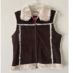 Faded Glory Vintage Y2K  Faux Shearling Suede Zip Vest Sherpa Lined Size Medium Photo 0