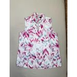 Halogen Womens Blouse Size XS Pink Gray Abstract Mock Neck Keyhole Sleeveless Photo 2