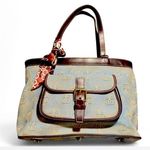 Dooney & Bourke East West Canvas / Leather Trim Donegal Crest Tote Shoulder Bag Photo 0